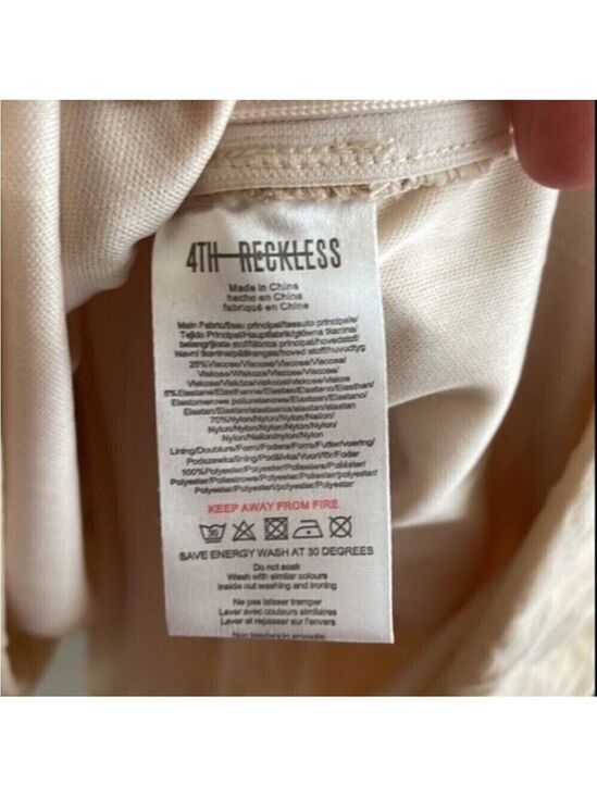 4TH & RECKLESS Rogue Cream Ruched Bodycon Mini Dress M Criss Cross Back NWT - Picture 11 of 12